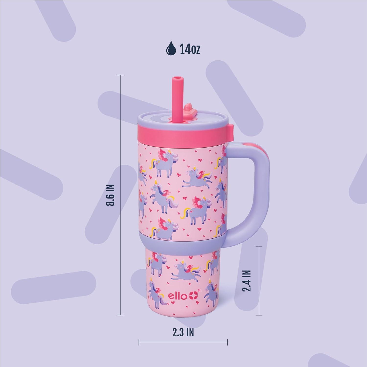 imageEllo Oasis 30 oz Tumbler with Handle ampamp Retracting Straw Reusable Insulated Stainless Steel Cup 100 Leakproof Gifts for Teens Women Men Keeps cold for 24 Hours Cup Holder Friendly Sunrise GlowUnicorns