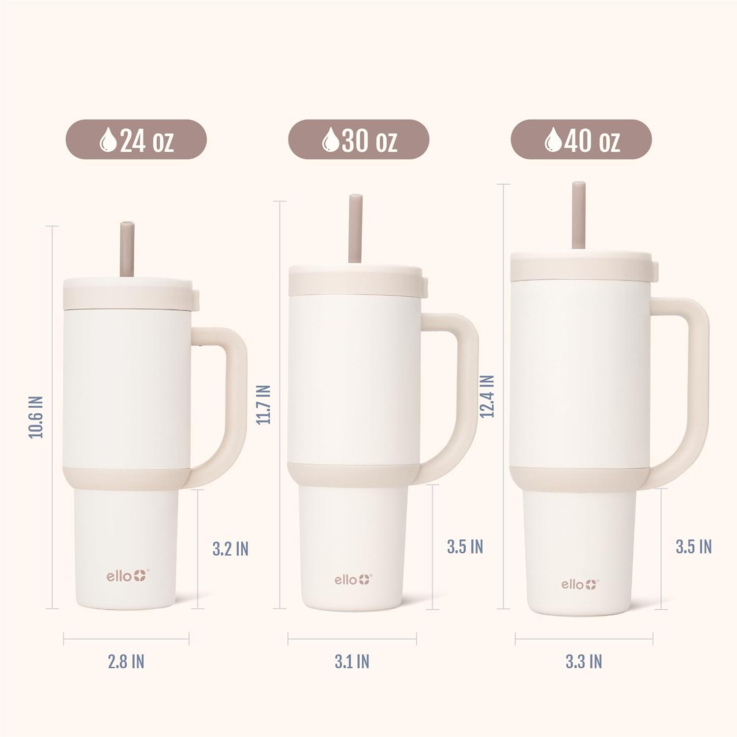 imageEllo Oasis 30 oz Tumbler with Handle ampamp Retracting Straw Reusable Insulated Stainless Steel Cup 100 Leakproof Gifts for Teens Women Men Keeps cold for 24 Hours Cup Holder Friendly Sunrise GlowCream Tonal