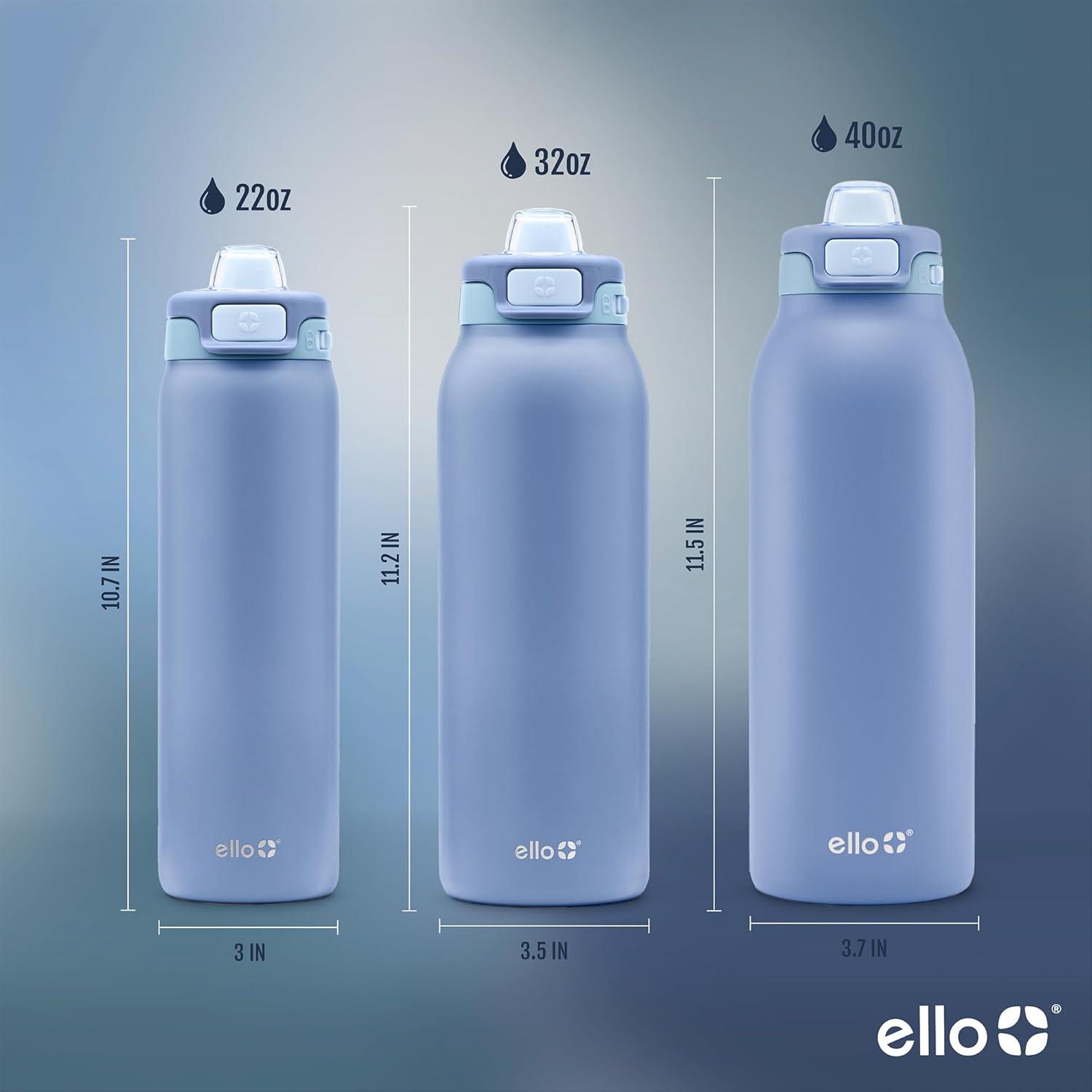 imageEllo Pop ampamp Fill Stainless Steel Water Bottle with Quick Fill Technology Double Walled Vacuum Insulated Metal Leak Proof Locking Lid Sip ampamp Chug BPA Free Holiday Gift for Him Her 22oz 32oz 40ozRaincloud