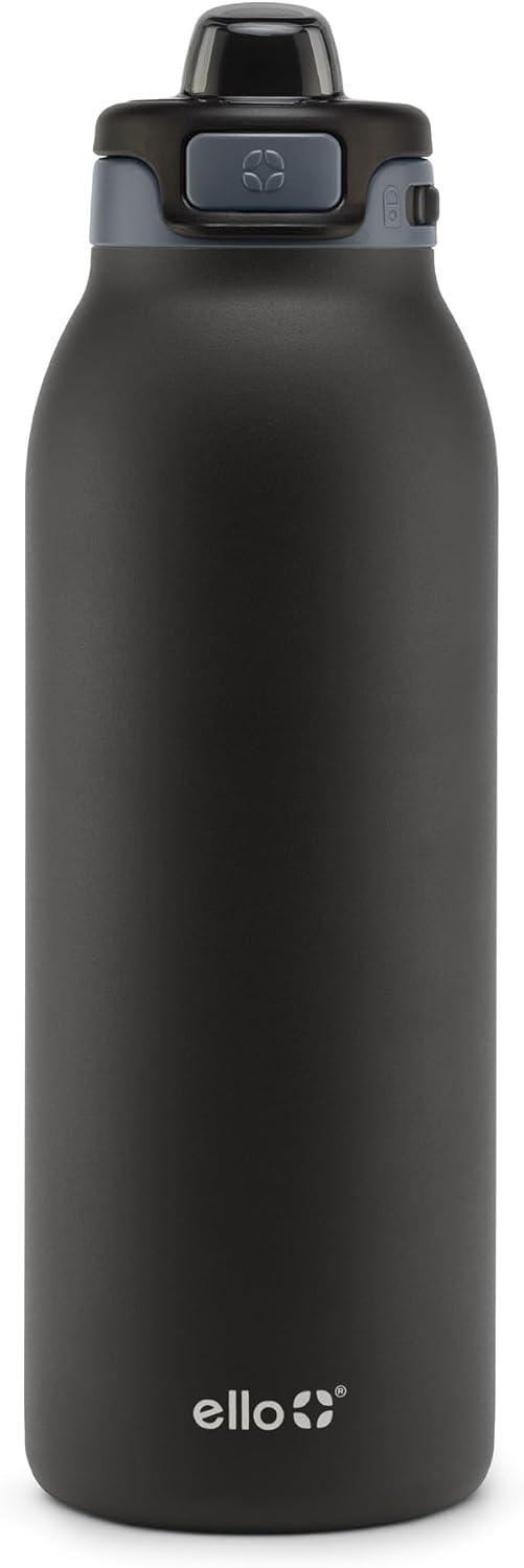 imageEllo Pop ampamp Fill Stainless Steel Water Bottle with Quick Fill Technology Double Walled Vacuum Insulated Metal Leak Proof Locking Lid Sip ampamp Chug BPA Free Holiday Gift for Him Her 22oz 32oz 40ozTonal Black