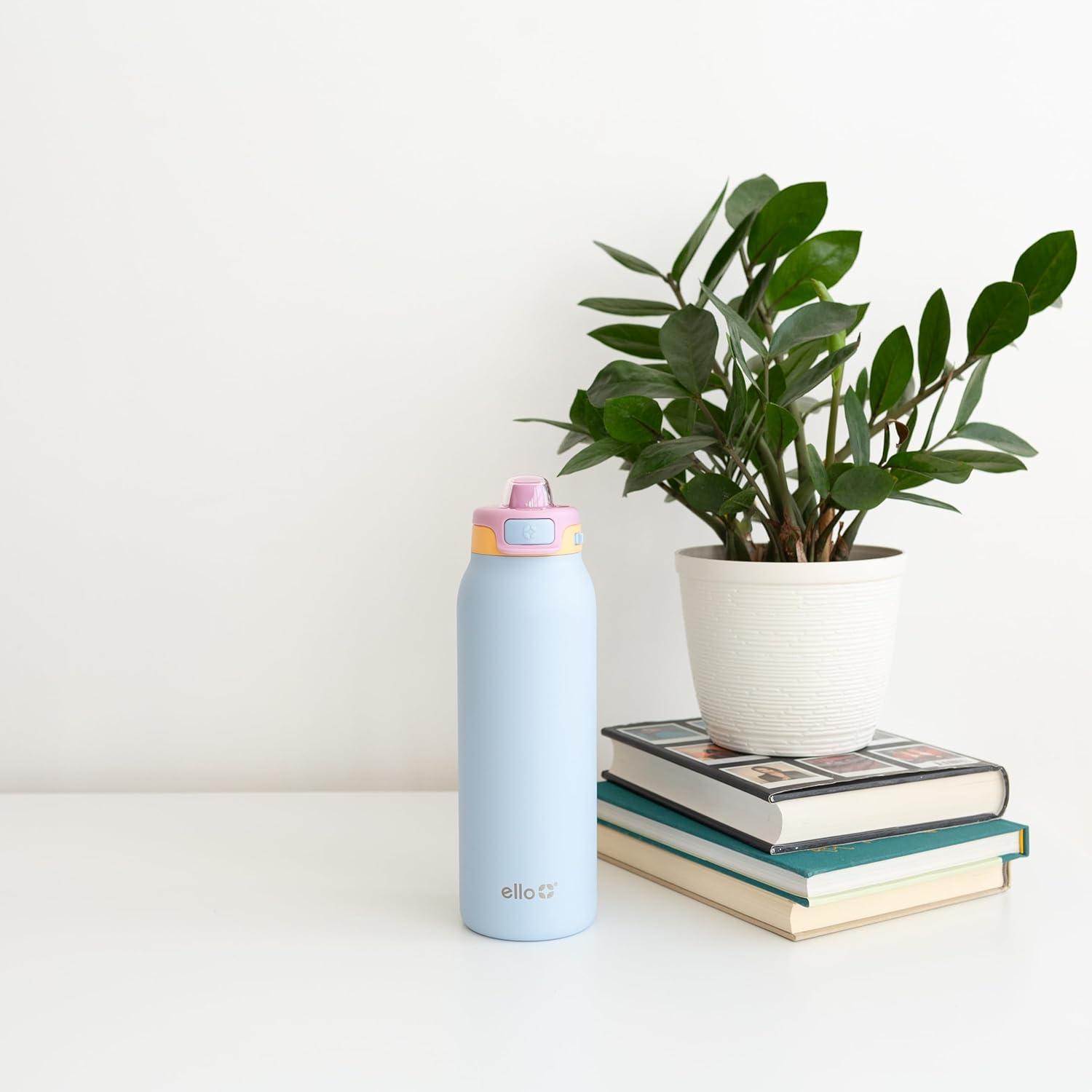 imageEllo Pop ampamp Fill Stainless Steel Water Bottle with Quick Fill Technology Double Walled Vacuum Insulated Metal Leak Proof Locking Lid Sip ampamp Chug BPA Free Holiday Gift for Him Her 22oz 32oz 40ozCoastal Sunrise