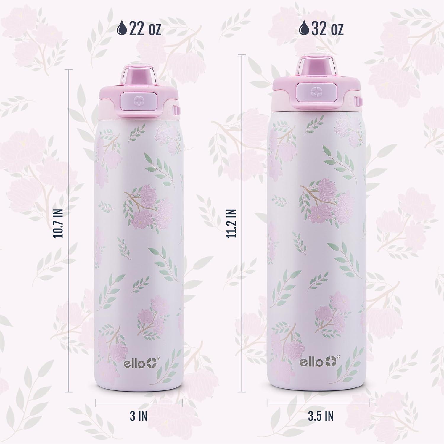 imageEllo Pop ampamp Fill Stainless Steel Water Bottle with Quick Fill Technology Double Walled Vacuum Insulated Metal Leak Proof Locking Lid Sip ampamp Chug BPA Free Holiday Gift for Him Her 22oz 32oz 40ozBlossom Bliss