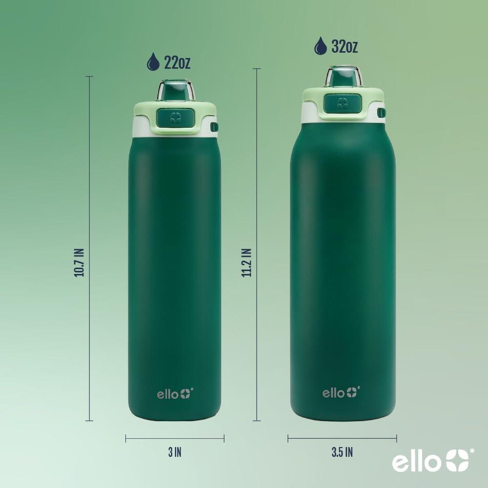 imageEllo Pop ampamp Fill Stainless Steel Water Bottle with Quick Fill Technology Double Walled Vacuum Insulated Metal Leak Proof Locking Lid Sip ampamp Chug BPA Free Holiday Gift for Him Her 22oz 32oz 40ozForest Mist