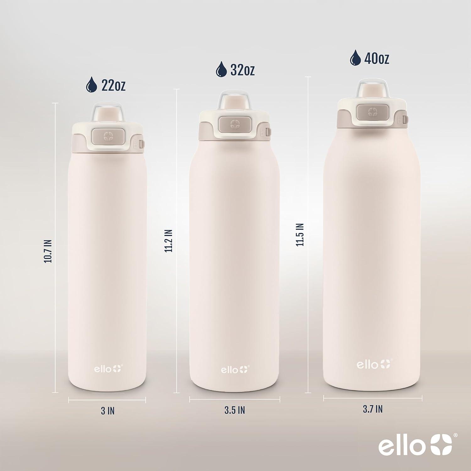 imageEllo Pop ampamp Fill Stainless Steel Water Bottle with Quick Fill Technology Double Walled Vacuum Insulated Metal Leak Proof Locking Lid Sip ampamp Chug BPA Free Holiday Gift for Him Her 22oz 32oz 40ozTonal Cream