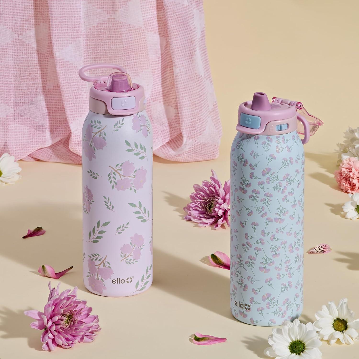 imageEllo Pop ampamp Fill Stainless Steel Water Bottle with Quick Fill Technology Double Walled Vacuum Insulated Metal Leak Proof Locking Lid Sip ampamp Chug BPA Free Holiday Gift for Him Her 22oz 32oz 40ozBlossom Bliss