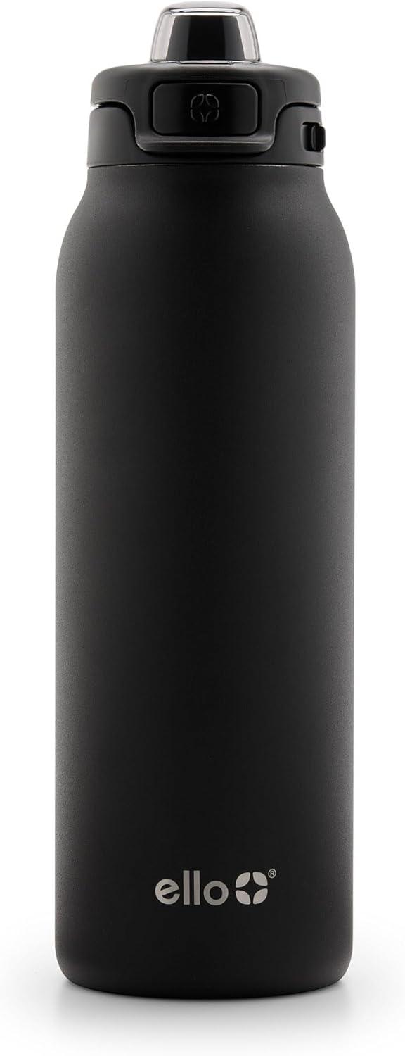 imageEllo Pop ampamp Fill Stainless Steel Water Bottle with Quick Fill Technology Double Walled Vacuum Insulated Metal Leak Proof Locking Lid Sip ampamp Chug BPA Free Holiday Gift for Him Her 22oz 32oz 40ozBlack
