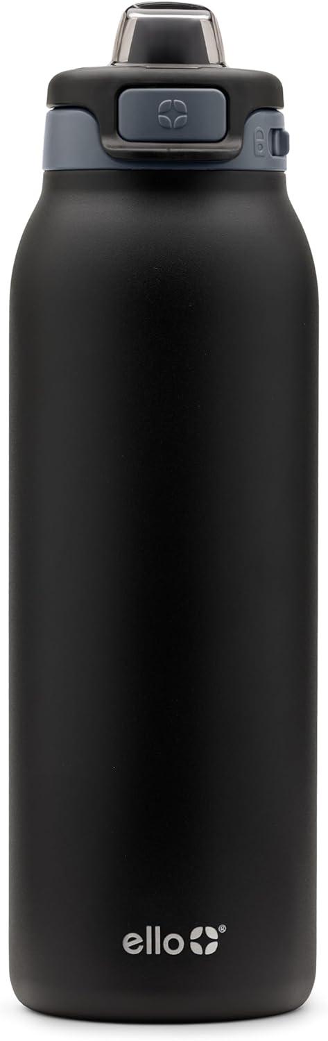 imageEllo Pop ampamp Fill Stainless Steel Water Bottle with Quick Fill Technology Double Walled Vacuum Insulated Metal Leak Proof Locking Lid Sip ampamp Chug BPA Free Holiday Gift for Him Her 22oz 32oz 40ozTonal Black