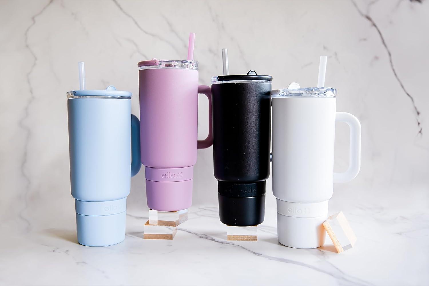 imageEllo Port 40oz Tumbler with Carry Loop ampamp Integrated Handle Vacuum Insulated Stainless Steel Reusable Water Bottle Travel Mug with Leak Proof Lid ampamp Straw Perfect for Iced Coffee ampamp Tea SageBlack