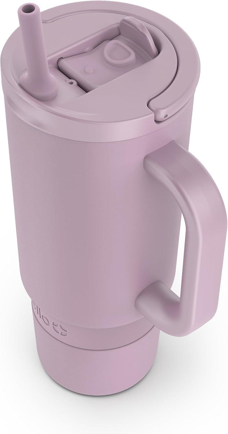 imageEllo Port 40oz Tumbler with Carry Loop ampamp Integrated Handle Vacuum Insulated Stainless Steel Reusable Water Bottle Travel Mug with Leak Proof Lid ampamp Straw Perfect for Iced Coffee ampamp Tea SageMauve