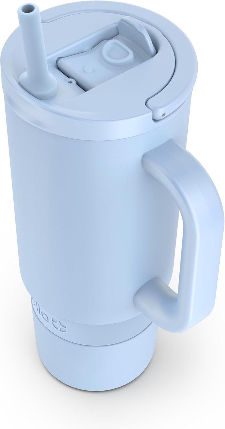 imageEllo Port 40oz Tumbler with Carry Loop ampamp Integrated Handle Vacuum Insulated Stainless Steel Reusable Water Bottle Travel Mug with Leak Proof Lid ampamp Straw Perfect for Iced Coffee ampamp Tea SageHalogen Blue