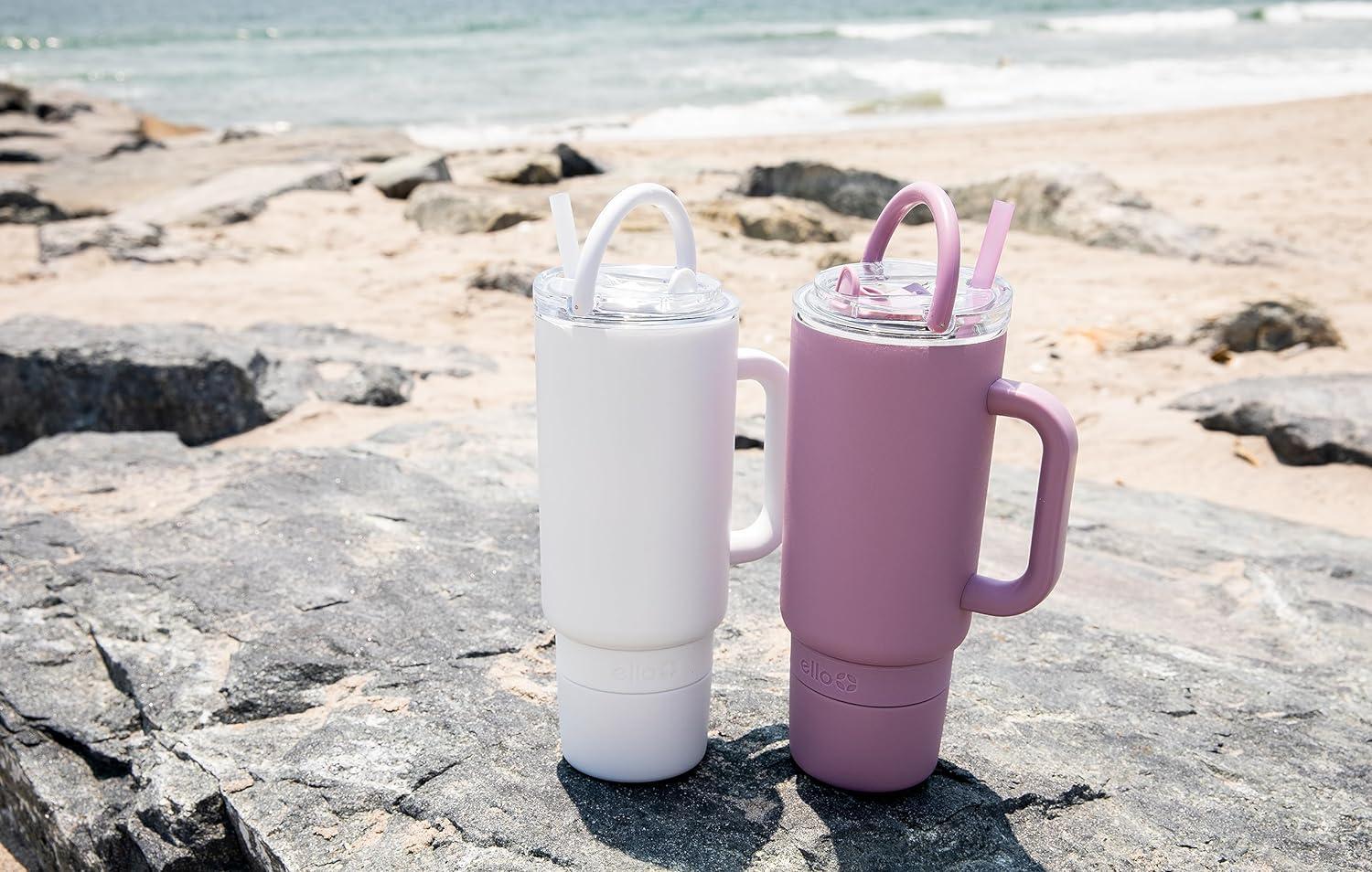 imageEllo Port 40oz Tumbler with Carry Loop ampamp Integrated Handle Vacuum Insulated Stainless Steel Reusable Water Bottle Travel Mug with Leak Proof Lid ampamp Straw Perfect for Iced Coffee ampamp Tea SageMauve