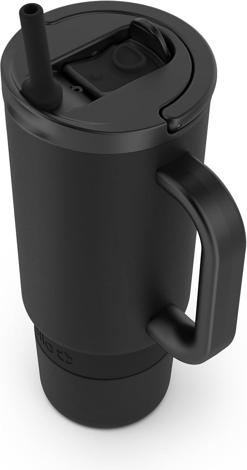 imageEllo Port 40oz Tumbler with Carry Loop ampamp Integrated Handle Vacuum Insulated Stainless Steel Reusable Water Bottle Travel Mug with Leak Proof Lid ampamp Straw Perfect for Iced Coffee ampamp Tea SageBlack