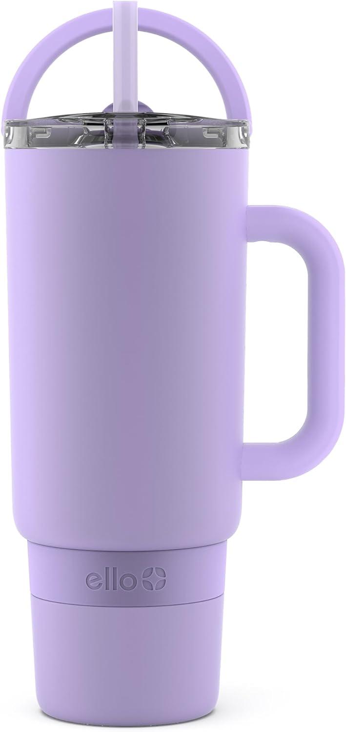 imageEllo Port 40oz Tumbler with Carry Loop ampamp Integrated Handle Vacuum Insulated Stainless Steel Reusable Water Bottle Travel Mug with Leak Proof Lid ampamp Straw Perfect for Iced Coffee ampamp Tea SageLilac
