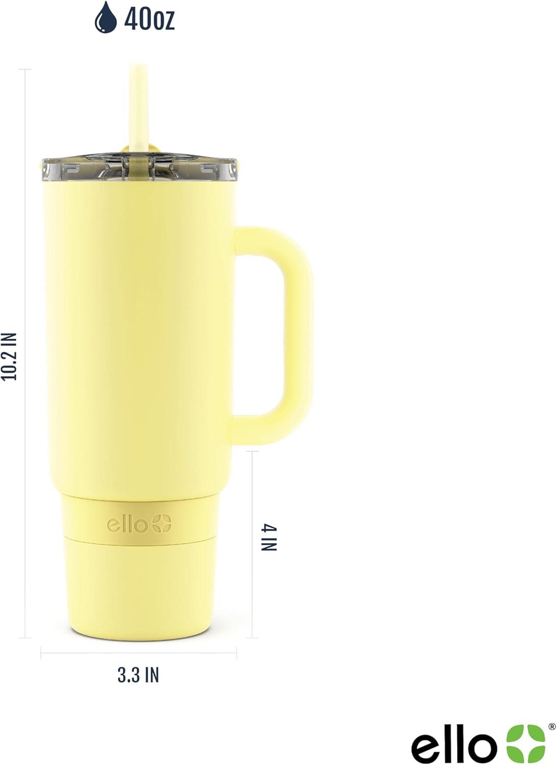 imageEllo Port 40oz Tumbler with Carry Loop ampamp Integrated Handle Vacuum Insulated Stainless Steel Reusable Water Bottle Travel Mug with Leak Proof Lid ampamp Straw Perfect for Iced Coffee ampamp Tea SageLemonade