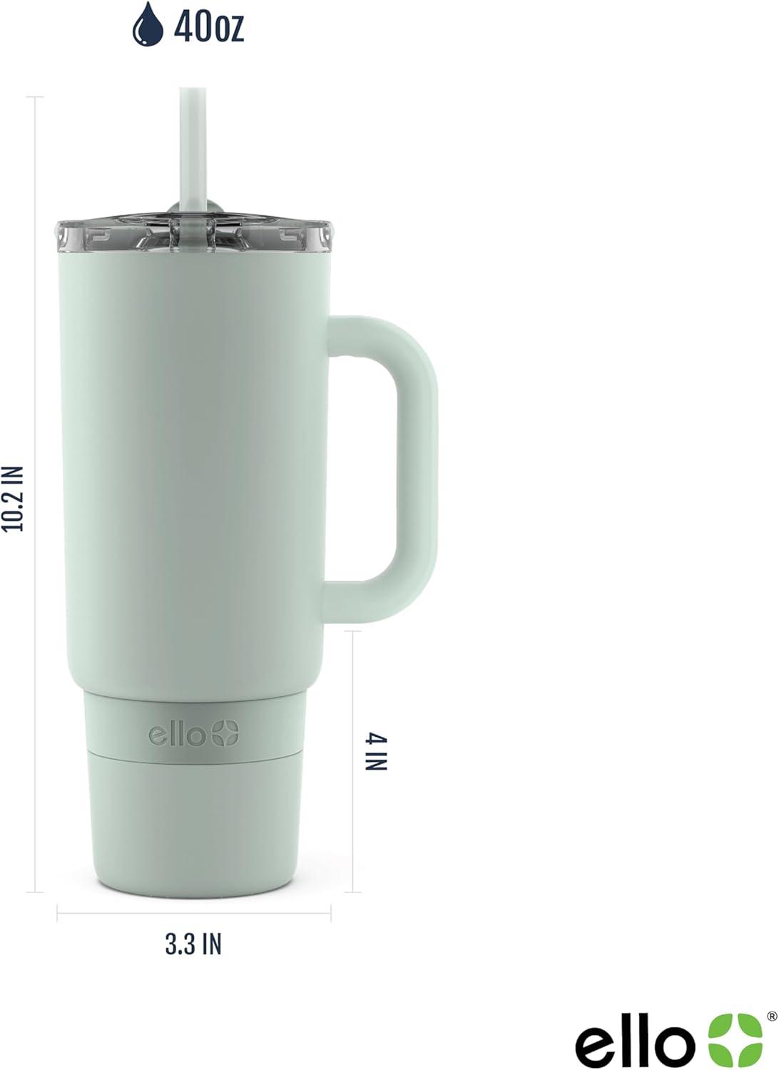 imageEllo Port 40oz Tumbler with Carry Loop ampamp Integrated Handle Vacuum Insulated Stainless Steel Reusable Water Bottle Travel Mug with Leak Proof Lid ampamp Straw Perfect for Iced Coffee ampamp Tea SageSage