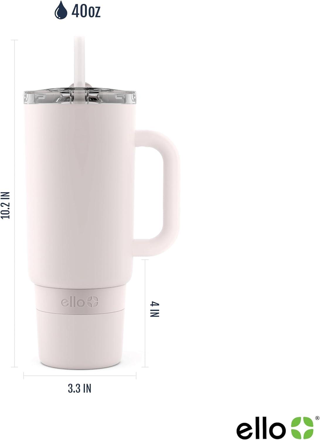 imageEllo Port 40oz Tumbler with Carry Loop ampamp Integrated Handle Vacuum Insulated Stainless Steel Reusable Water Bottle Travel Mug with Leak Proof Lid ampamp Straw Perfect for Iced Coffee ampamp Tea SageCream