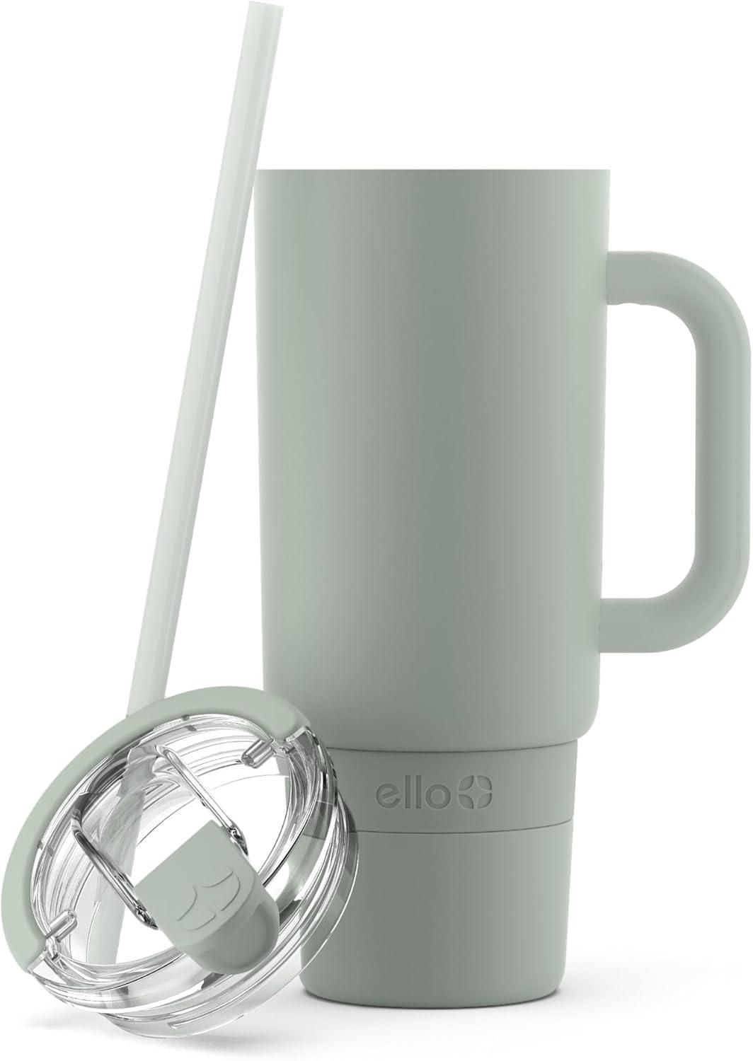imageEllo Port 40oz Tumbler with Carry Loop ampamp Integrated Handle Vacuum Insulated Stainless Steel Reusable Water Bottle Travel Mug with Leak Proof Lid ampamp Straw Perfect for Iced Coffee ampamp Tea SageSage