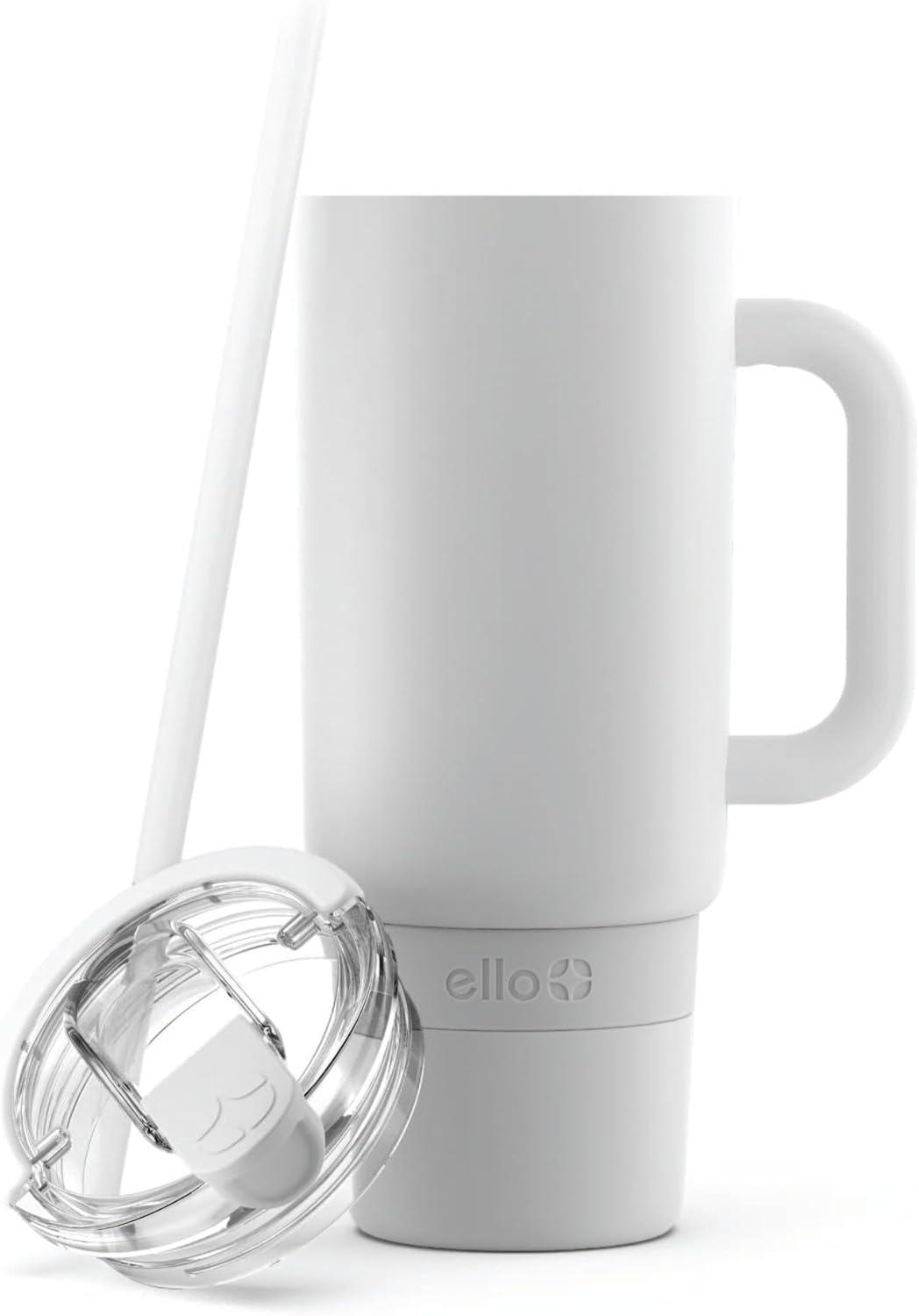 imageEllo Port 40oz Tumbler with Carry Loop ampamp Integrated Handle Vacuum Insulated Stainless Steel Reusable Water Bottle Travel Mug with Leak Proof Lid ampamp Straw Perfect for Iced Coffee ampamp Tea SageWhite