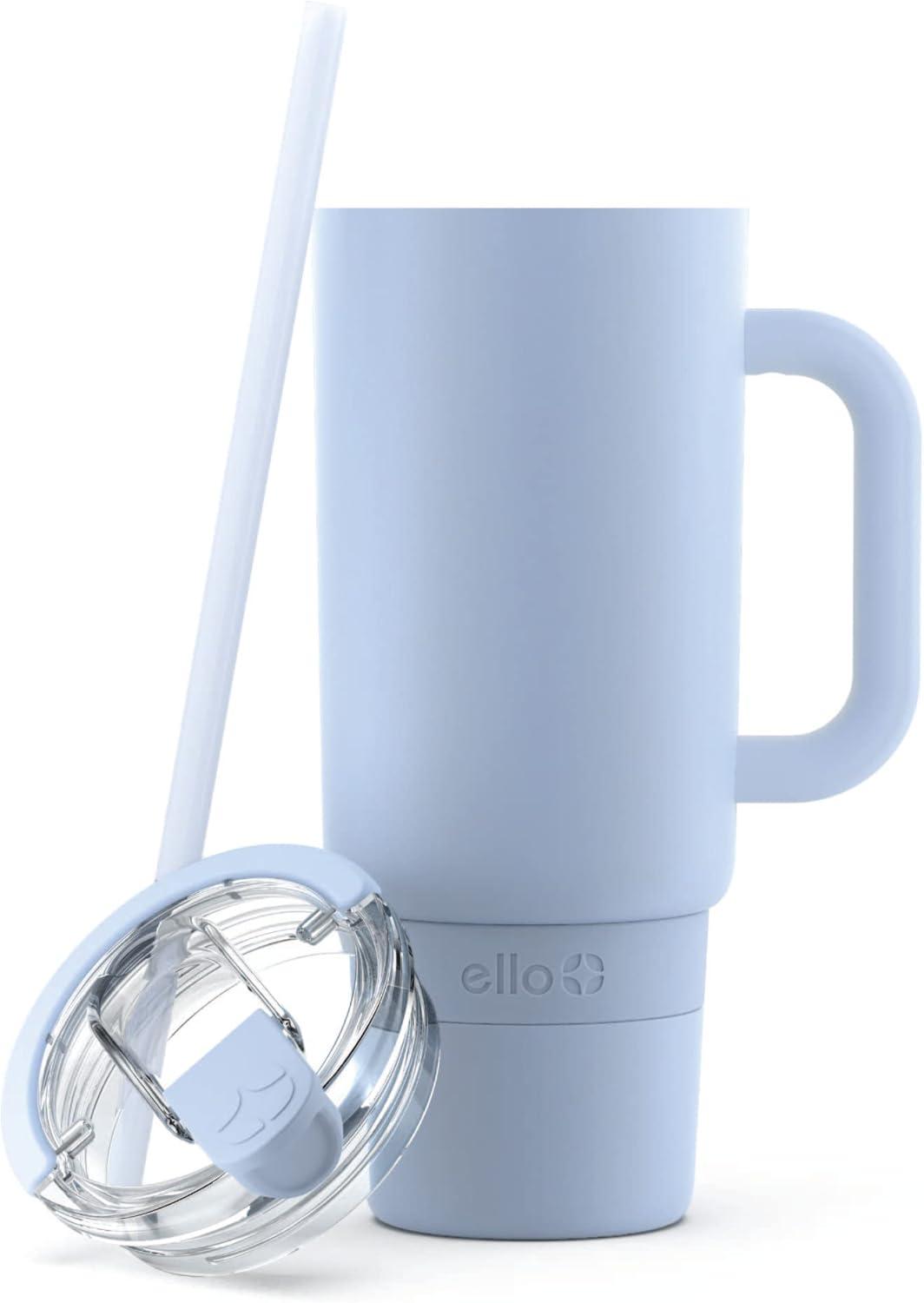 imageEllo Port 40oz Tumbler with Carry Loop ampamp Integrated Handle Vacuum Insulated Stainless Steel Reusable Water Bottle Travel Mug with Leak Proof Lid ampamp Straw Perfect for Iced Coffee ampamp Tea SageHalogen Blue