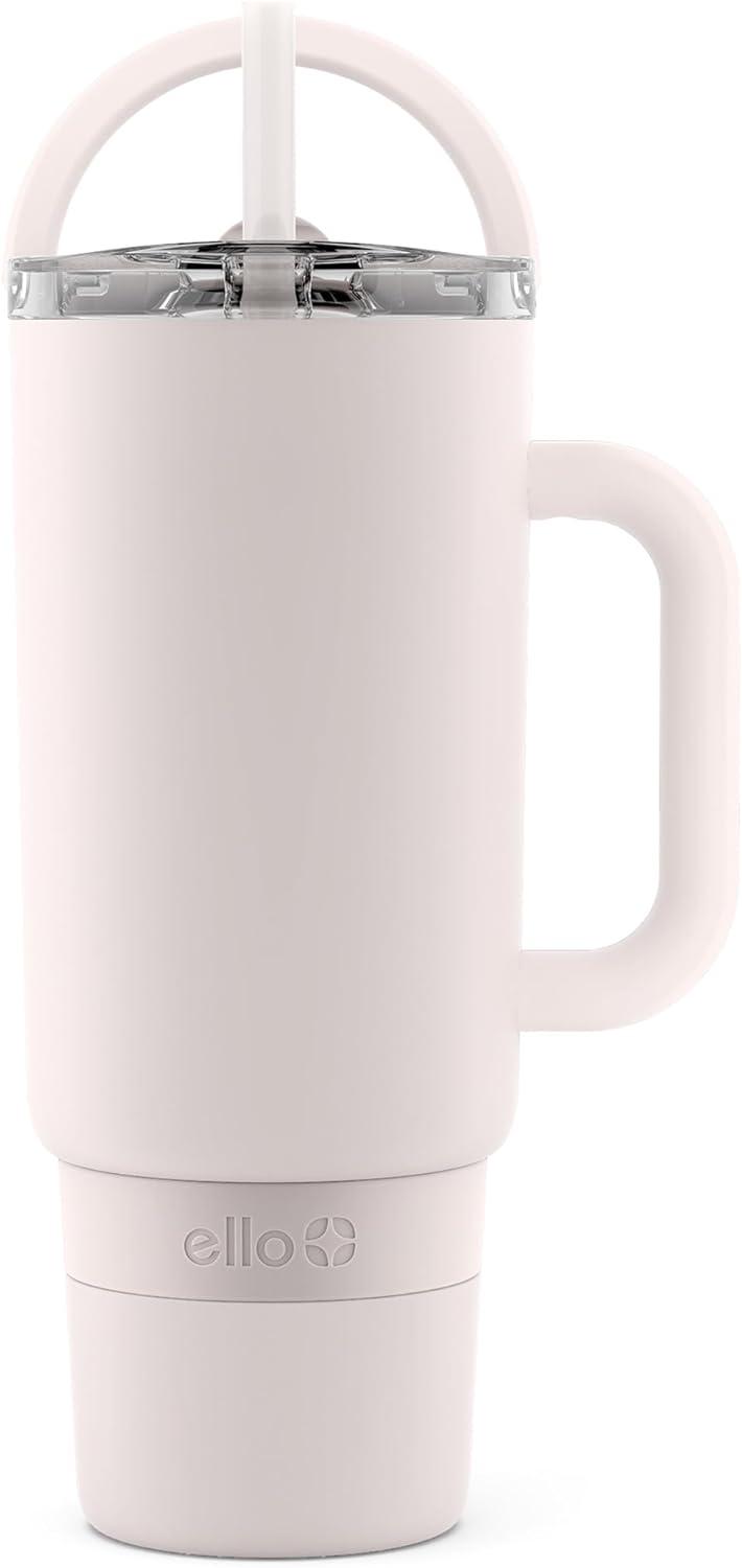 imageEllo Port 40oz Tumbler with Carry Loop ampamp Integrated Handle Vacuum Insulated Stainless Steel Reusable Water Bottle Travel Mug with Leak Proof Lid ampamp Straw Perfect for Iced Coffee ampamp Tea SageCream