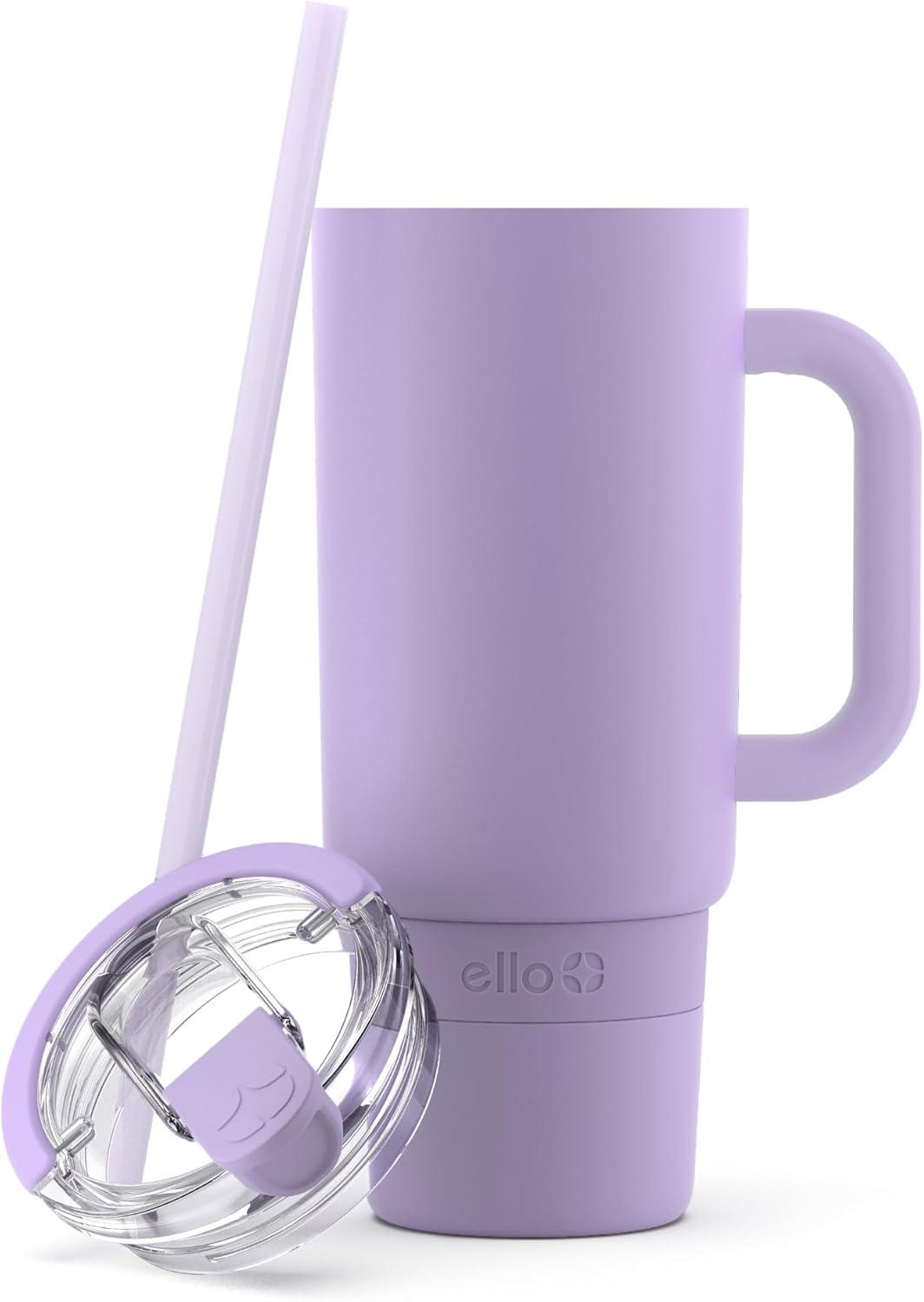 imageEllo Port 40oz Tumbler with Carry Loop ampamp Integrated Handle Vacuum Insulated Stainless Steel Reusable Water Bottle Travel Mug with Leak Proof Lid ampamp Straw Perfect for Iced Coffee ampamp Tea SageLilac