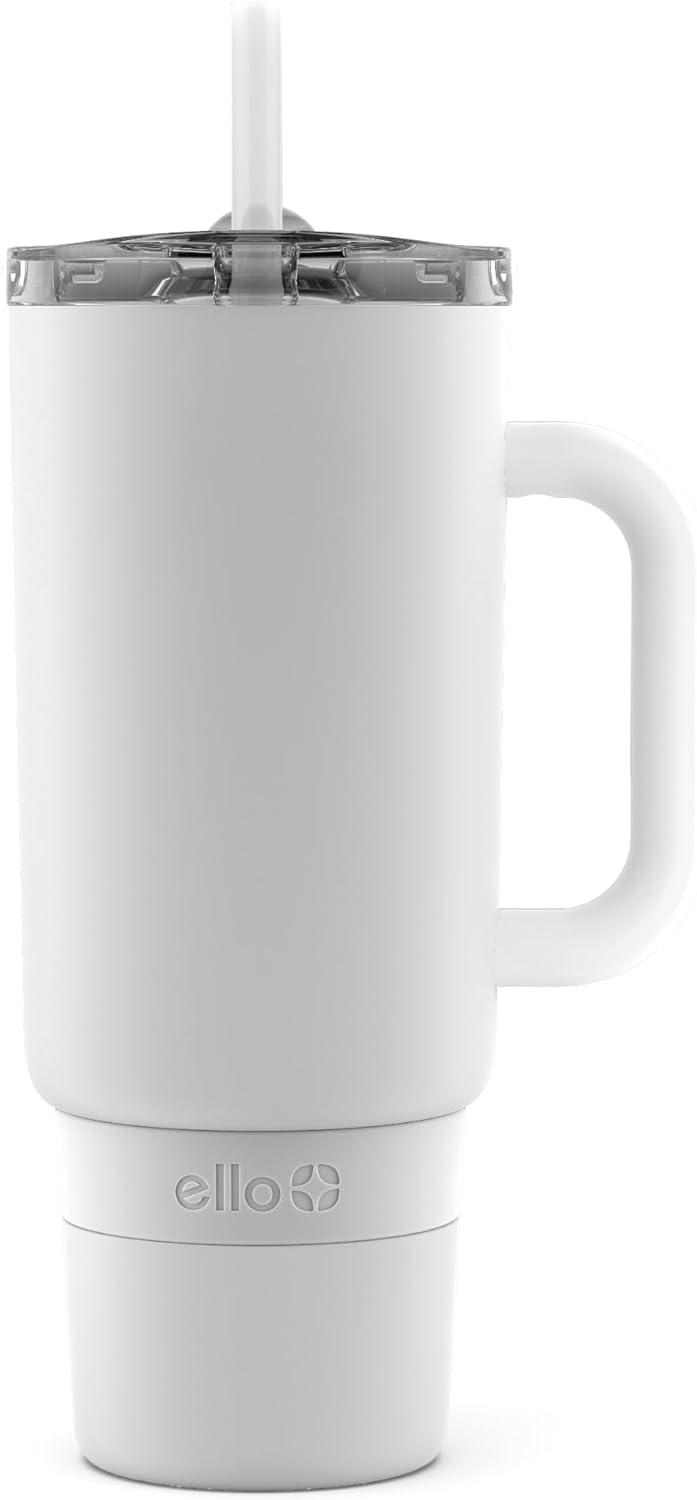 imageEllo Port 40oz Tumbler with Carry Loop ampamp Integrated Handle Vacuum Insulated Stainless Steel Reusable Water Bottle Travel Mug with Leak Proof Lid ampamp Straw Perfect for Iced Coffee ampamp Tea SageWhite