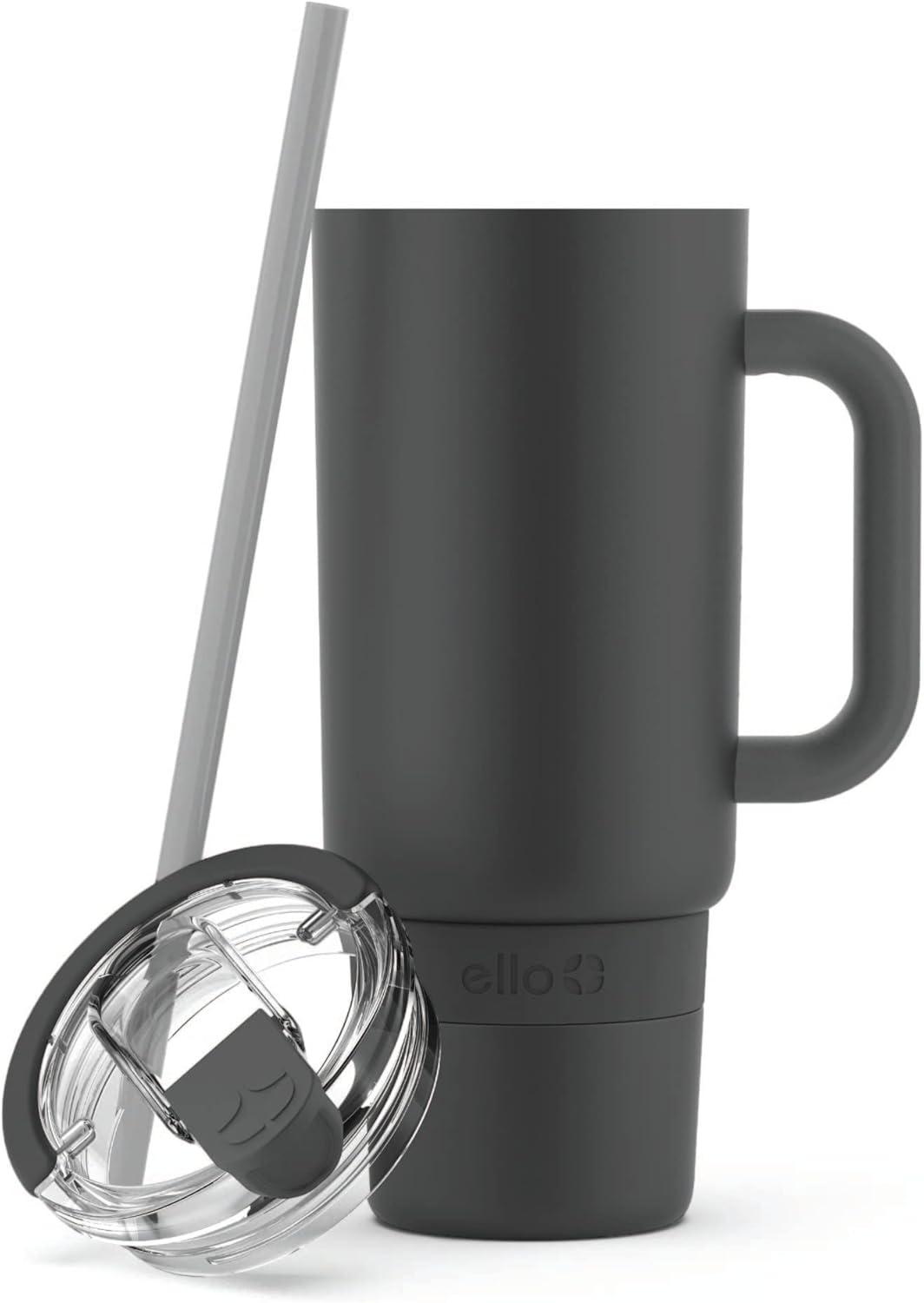 imageEllo Port 40oz Tumbler with Carry Loop ampamp Integrated Handle Vacuum Insulated Stainless Steel Reusable Water Bottle Travel Mug with Leak Proof Lid ampamp Straw Perfect for Iced Coffee ampamp Tea SageBlack