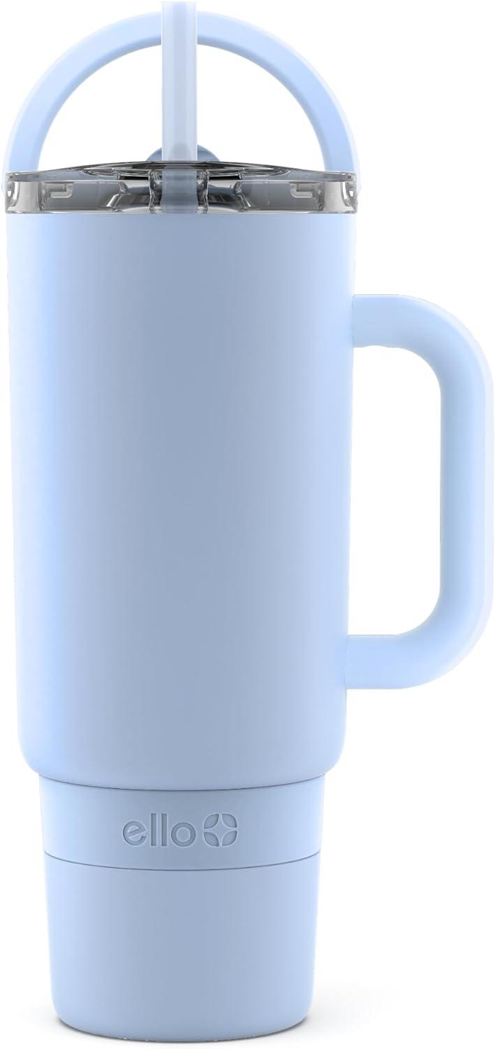 imageEllo Port 40oz Tumbler with Carry Loop ampamp Integrated Handle Vacuum Insulated Stainless Steel Reusable Water Bottle Travel Mug with Leak Proof Lid ampamp Straw Perfect for Iced Coffee ampamp Tea SageHalogen Blue