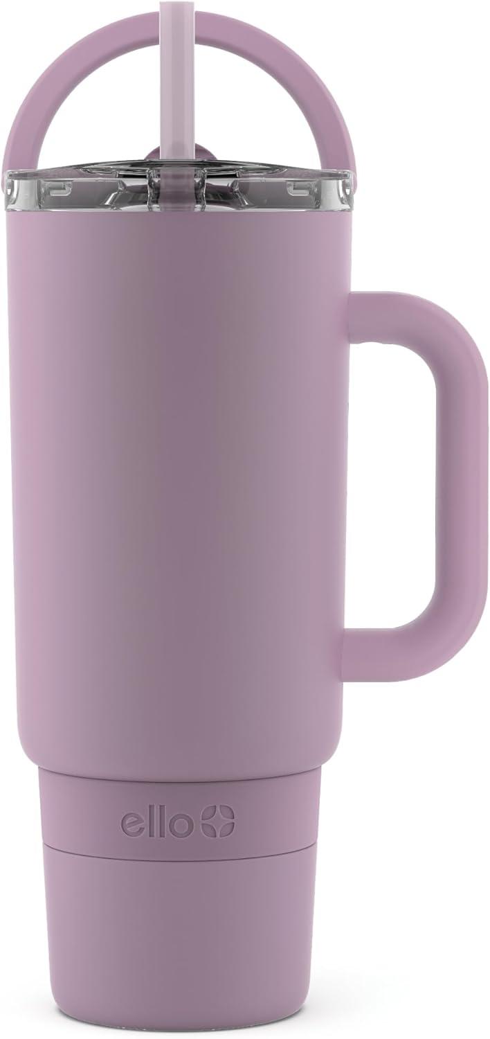 imageEllo Port 40oz Tumbler with Carry Loop ampamp Integrated Handle Vacuum Insulated Stainless Steel Reusable Water Bottle Travel Mug with Leak Proof Lid ampamp Straw Perfect for Iced Coffee ampamp Tea SageMauve