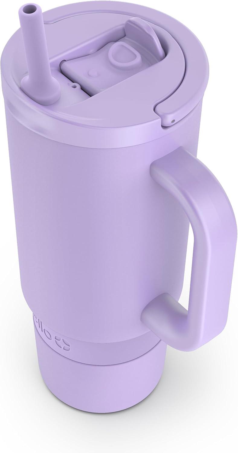 imageEllo Port 40oz Tumbler with Carry Loop ampamp Integrated Handle Vacuum Insulated Stainless Steel Reusable Water Bottle Travel Mug with Leak Proof Lid ampamp Straw Perfect for Iced Coffee ampamp Tea SageLilac