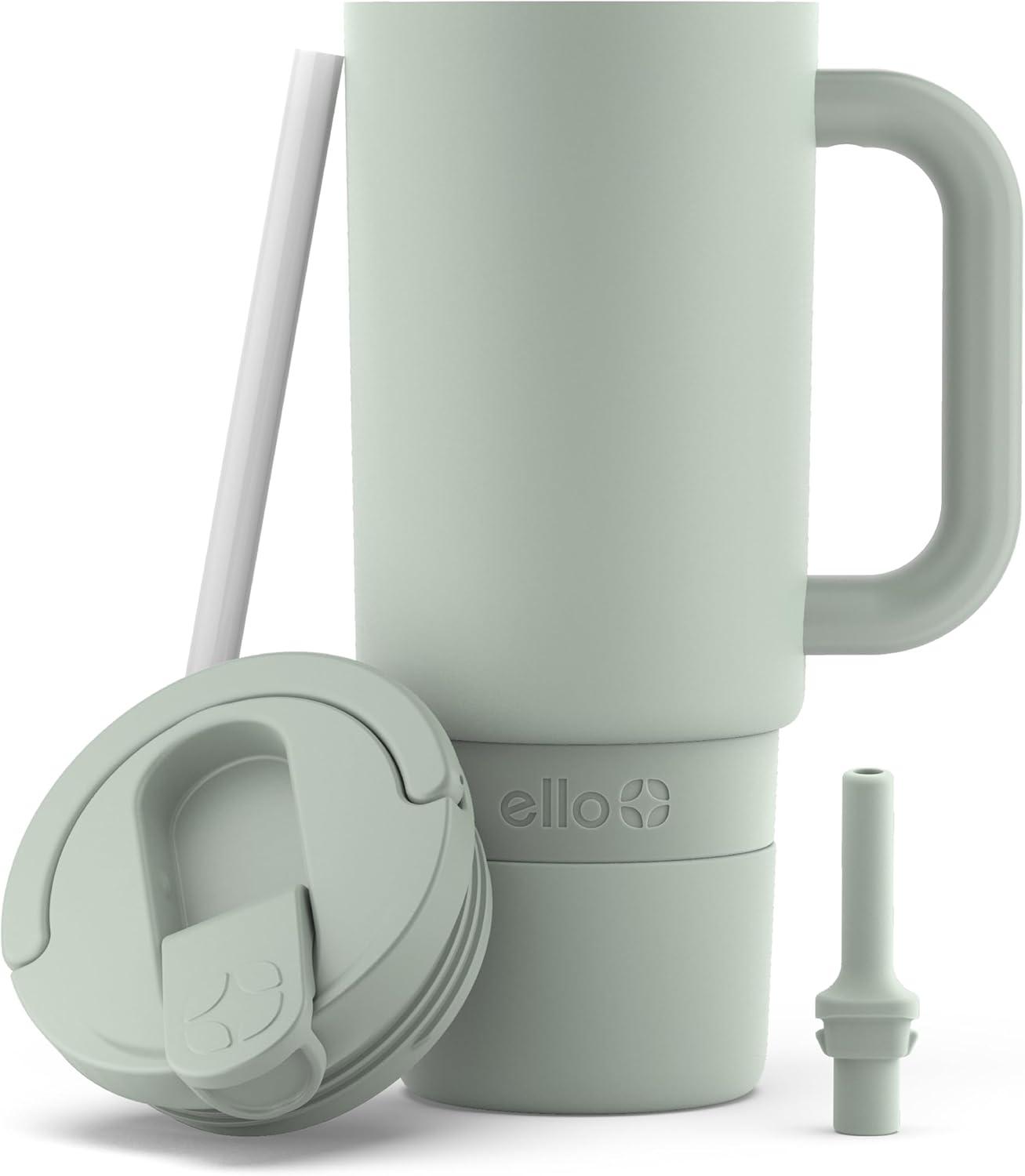 imageEllo Port 40oz Tumbler with Carry Loop ampamp Integrated Handle Vacuum Insulated Stainless Steel Reusable Water Bottle Travel Mug with Leak Proof Lid ampamp Straw Perfect for Iced Coffee ampamp Tea SageSage