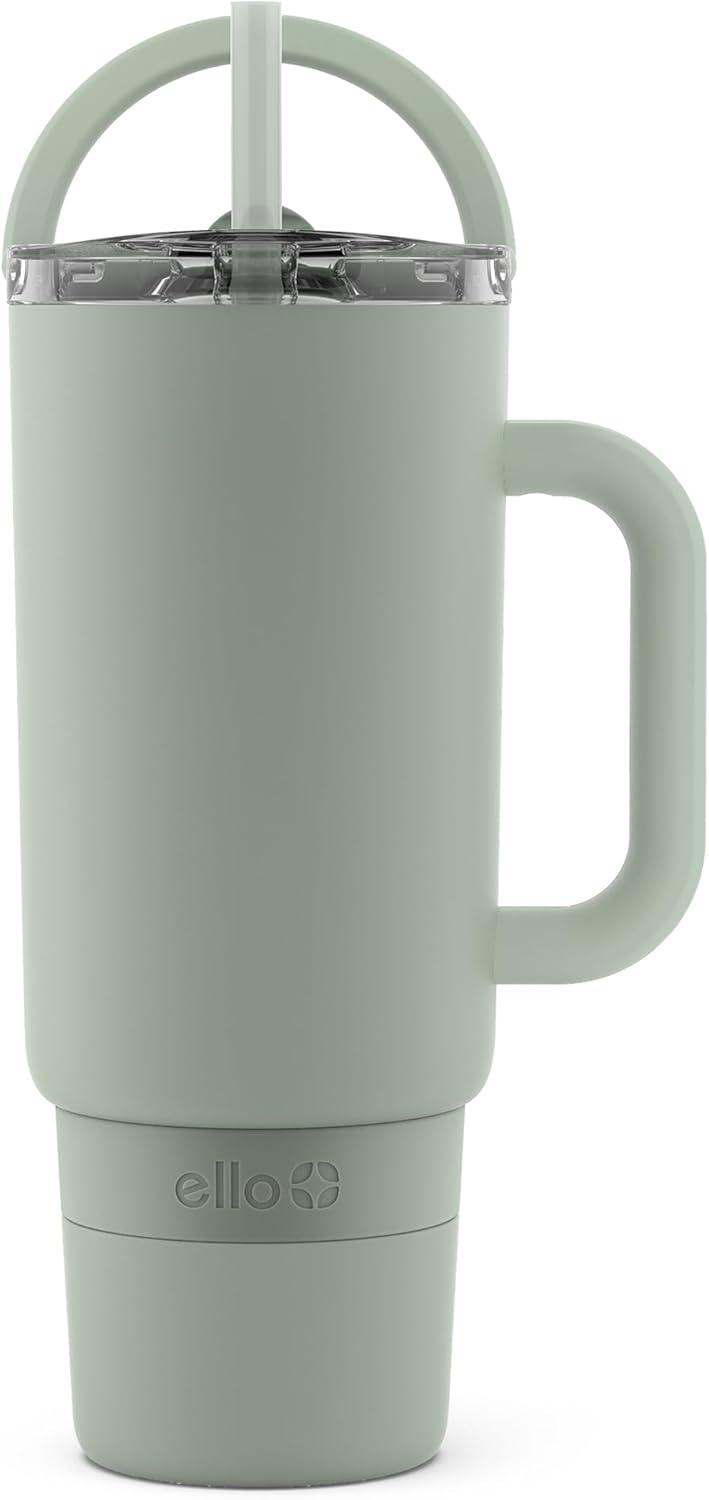 imageEllo Port 40oz Tumbler with Carry Loop ampamp Integrated Handle Vacuum Insulated Stainless Steel Reusable Water Bottle Travel Mug with Leak Proof Lid ampamp Straw Perfect for Iced Coffee ampamp Tea SageSage