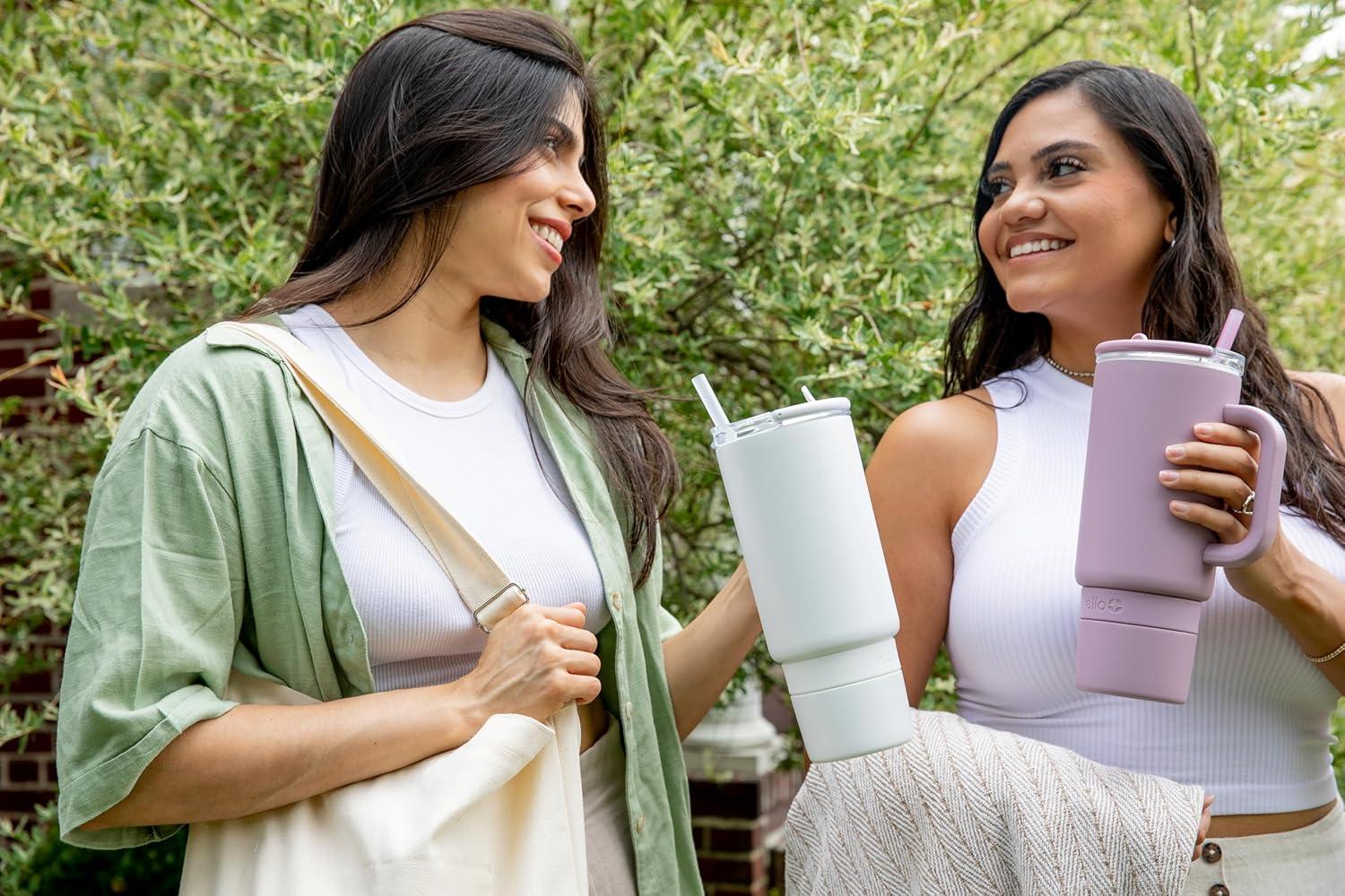 imageEllo Port 40oz Tumbler with Carry Loop ampamp Integrated Handle Vacuum Insulated Stainless Steel Reusable Water Bottle Travel Mug with Leak Proof Lid ampamp Straw Perfect for Iced Coffee ampamp Tea SageWhite