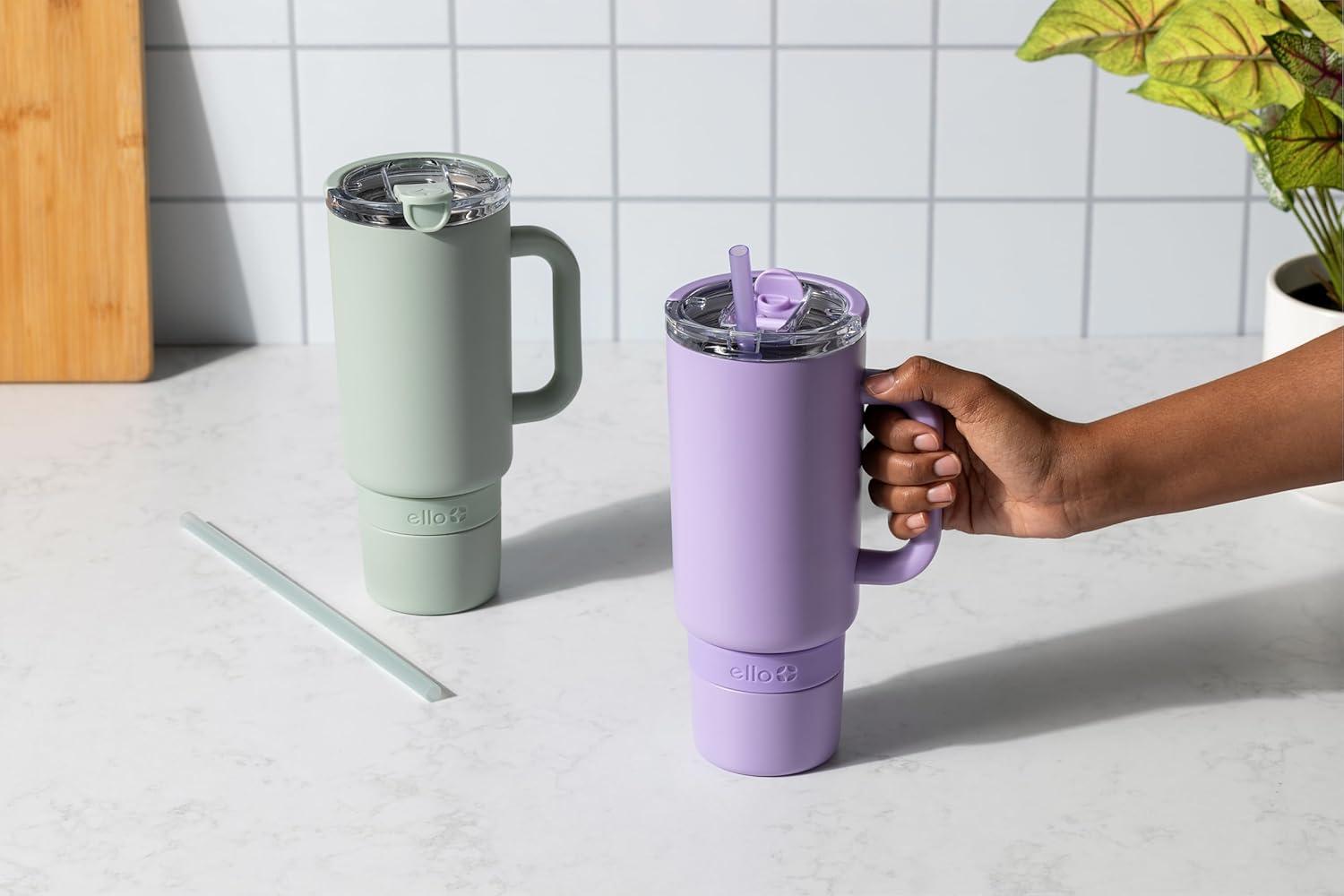 imageEllo Port 40oz Tumbler with Carry Loop ampamp Integrated Handle Vacuum Insulated Stainless Steel Reusable Water Bottle Travel Mug with Leak Proof Lid ampamp Straw Perfect for Iced Coffee ampamp Tea SageSage
