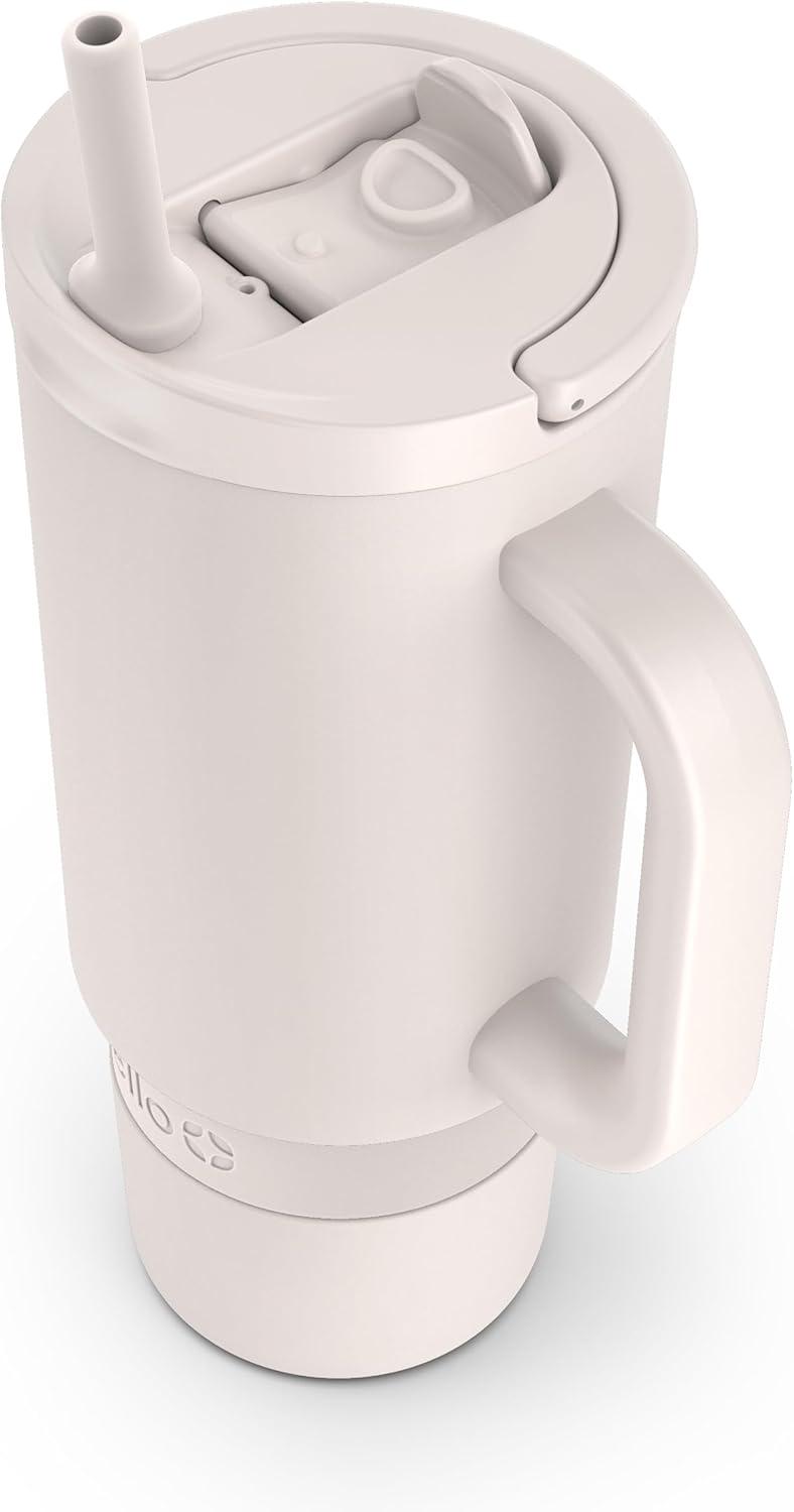 imageEllo Port 40oz Tumbler with Carry Loop ampamp Integrated Handle Vacuum Insulated Stainless Steel Reusable Water Bottle Travel Mug with Leak Proof Lid ampamp Straw Perfect for Iced Coffee ampamp Tea SageCream