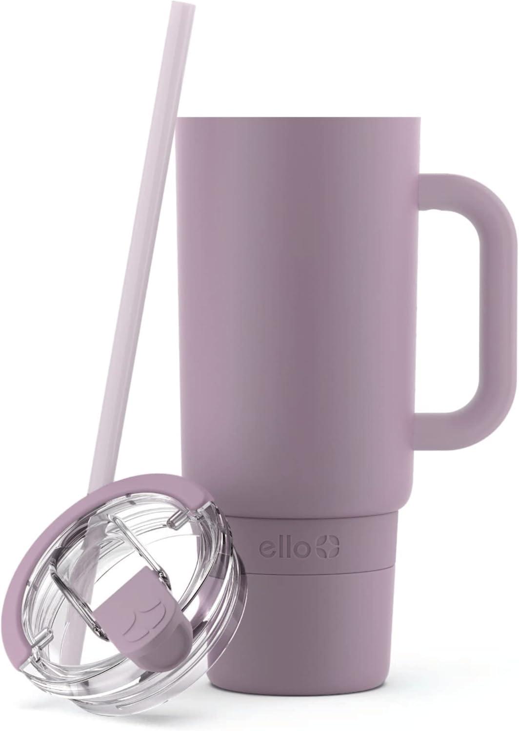 imageEllo Port 40oz Tumbler with Carry Loop ampamp Integrated Handle Vacuum Insulated Stainless Steel Reusable Water Bottle Travel Mug with Leak Proof Lid ampamp Straw Perfect for Iced Coffee ampamp Tea SageMauve