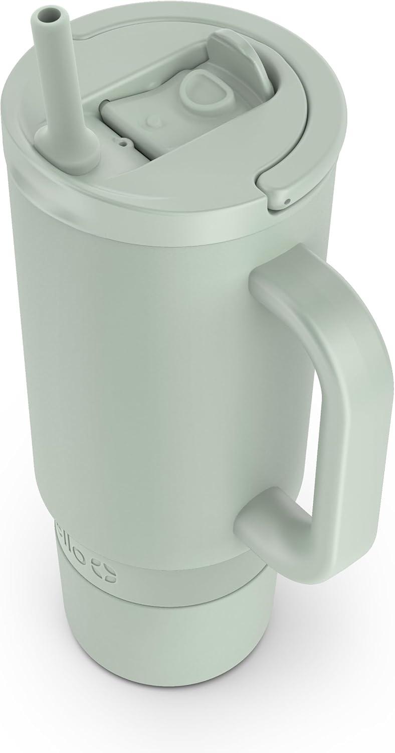 imageEllo Port 40oz Tumbler with Carry Loop ampamp Integrated Handle Vacuum Insulated Stainless Steel Reusable Water Bottle Travel Mug with Leak Proof Lid ampamp Straw Perfect for Iced Coffee ampamp Tea SageSage