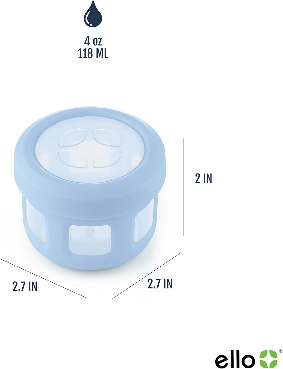 imageEllo Reusable Condiment Containers 4oz each with Screwon Leak Proof Lid Perfect for Salad Dressing Sauce Dips Lunchbox Picnic Travel Bento Box BPAFree Dishwasher SafeSunny Daze