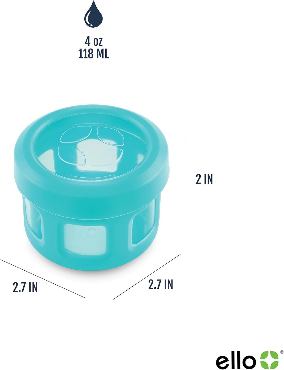 imageEllo Reusable Condiment Containers 4oz each with Screwon Leak Proof Lid Perfect for Salad Dressing Sauce Dips Lunchbox Picnic Travel Bento Box BPAFree Dishwasher SafeFruit Cobbler
