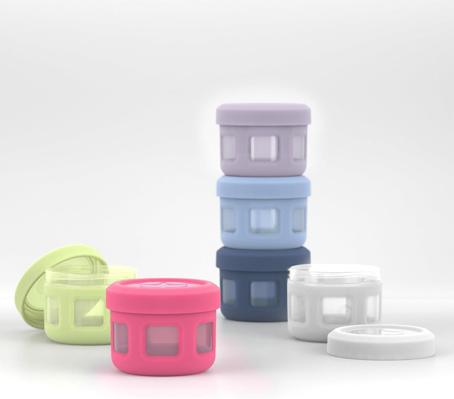 imageEllo Reusable Condiment Containers 4oz each with Screwon Leak Proof Lid Perfect for Salad Dressing Sauce Dips Lunchbox Picnic Travel Bento Box BPAFree Dishwasher SafeSunny Daze