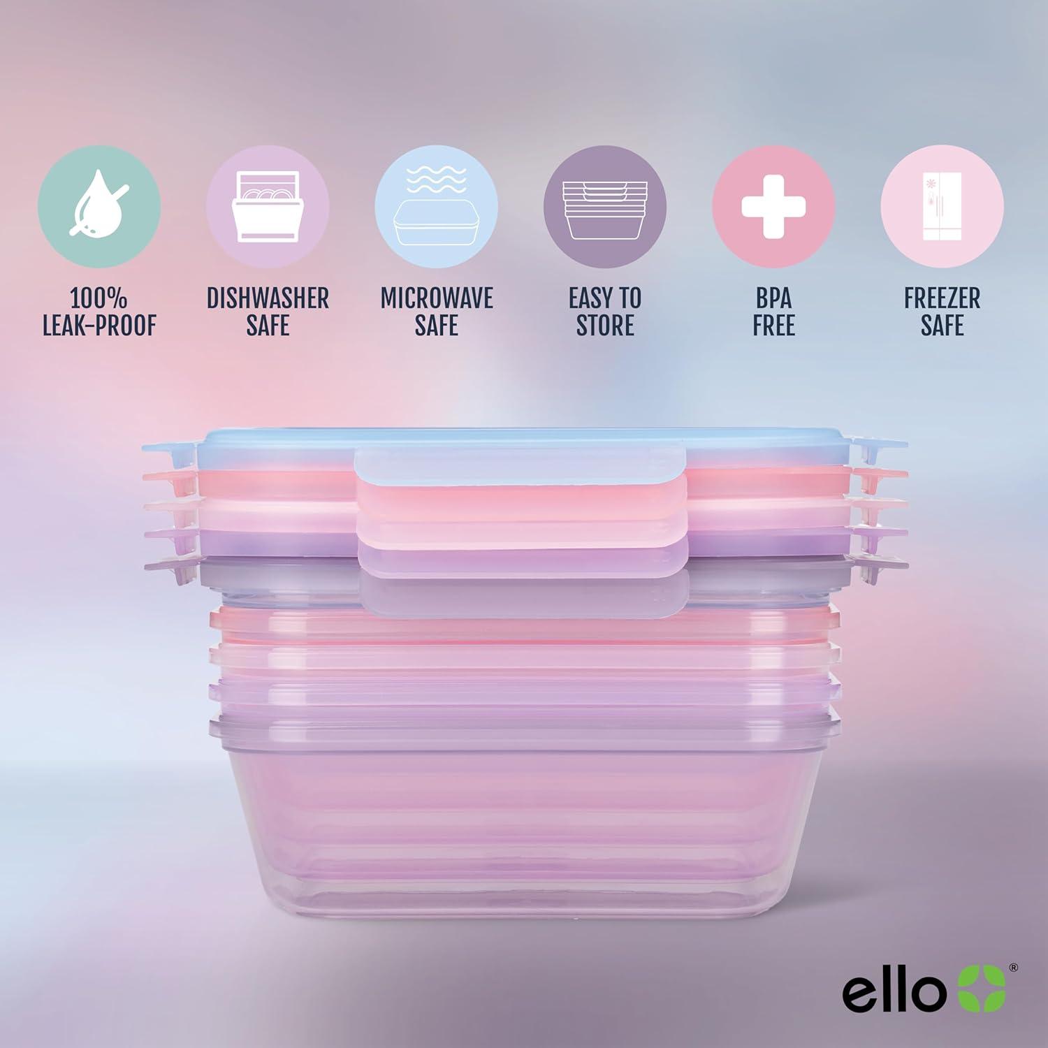 imageEllo Snap ampamp Nest 10Piece 45 Cup Plastic Meal Prep Set Reusable Food Containers for Healthy Eating Freezer Dishwasher Safe SageBerry Fields