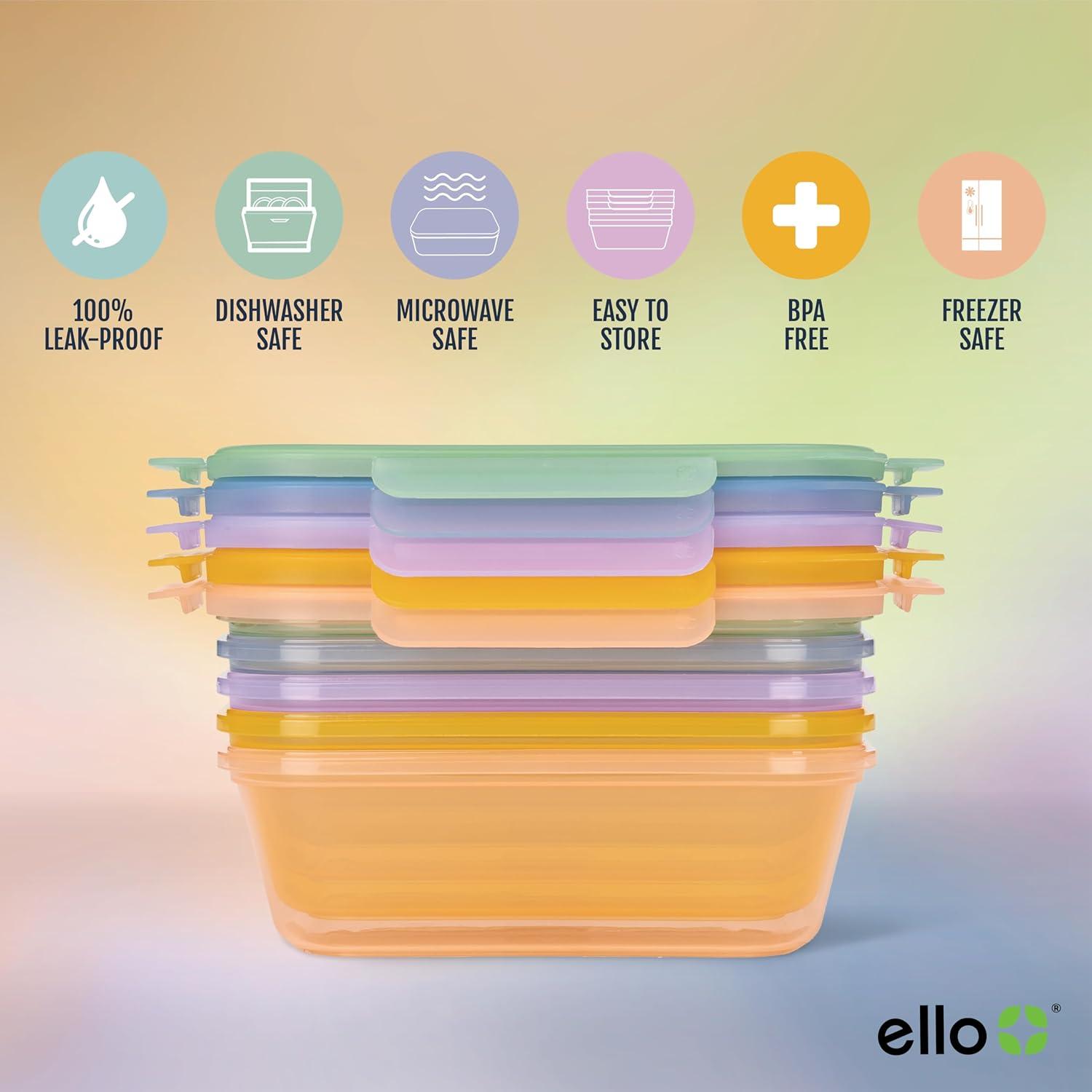imageEllo Snap ampamp Nest 10Piece 45 Cup Plastic Meal Prep Set Reusable Food Containers for Healthy Eating Freezer Dishwasher Safe SageCactus Blooms