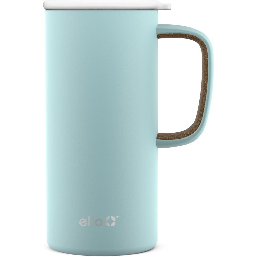 imageEllo Campy 18oz Stainless Steel Travel Mug with Handle and LeakProof Slider Lid Reusable Vacuum Insulated Perfect for Coffee or Tea Home Gift Travel Office BPA Free Georgia PeachFrost