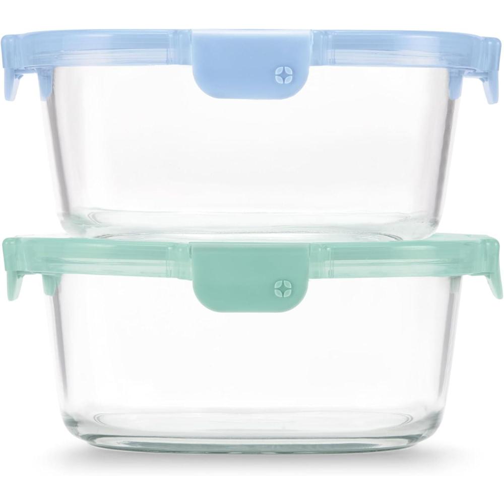 imageEllo Color Lock 34 Cup 10PC 5 Pack Glass Meal Prep Sets LeakProof Glass Food Storage Containers with Airtight BPAFree Plastic Lids Dishwasher Microwave and Freezer Safe Purple RainPurple Rain