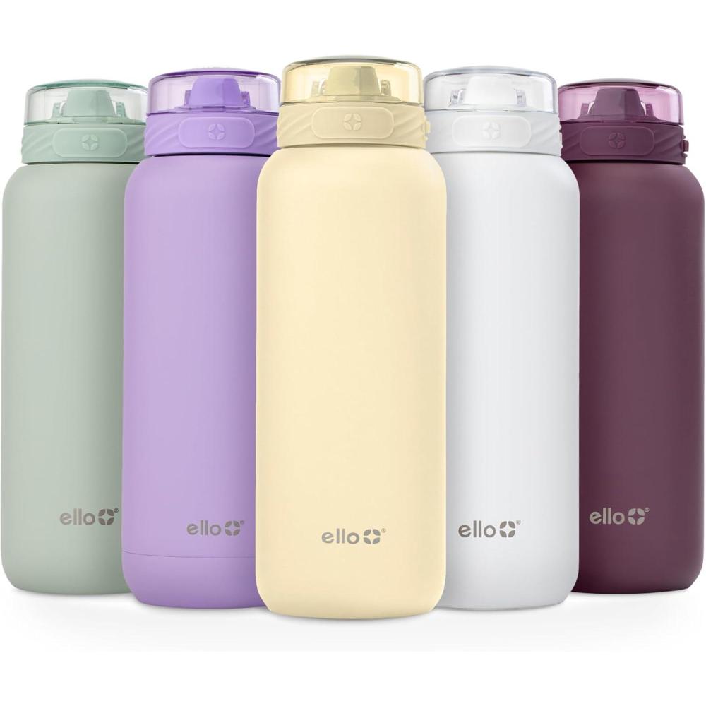 imageEllo Cooper 22oz Stainless Steel Water Bottle with Straw and Carry Handle Double Walled and Vacuum Insulated Metal Leak Proof Locking Lid with Soft Silicone Spout Reusable BPA Free LilacButter Yellow