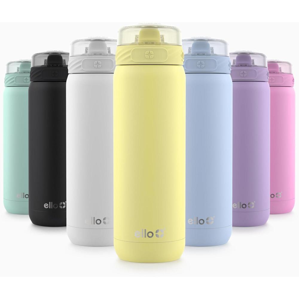imageEllo Cooper 22oz Stainless Steel Water Bottle with Straw and Carry Handle Double Walled and Vacuum Insulated Metal Leak Proof Locking Lid with Soft Silicone Spout Reusable BPA Free LilacLemonade