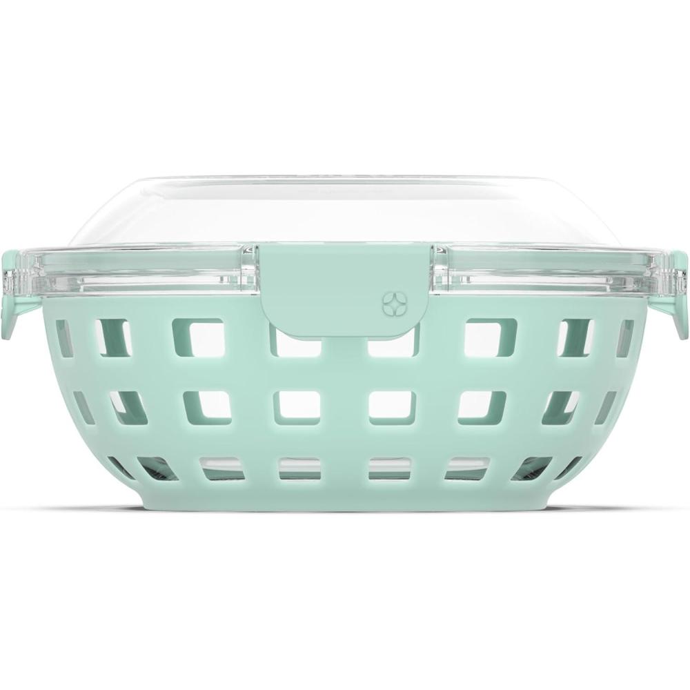 imageEllo Duraglass Meal Prep Lunch Bowl Container 5 cup Glass Food Storage Container with Silicone Sleeve and Airtight BPAFree Plastic Lid Dishwasher Microwave and Freezer SafeYucca