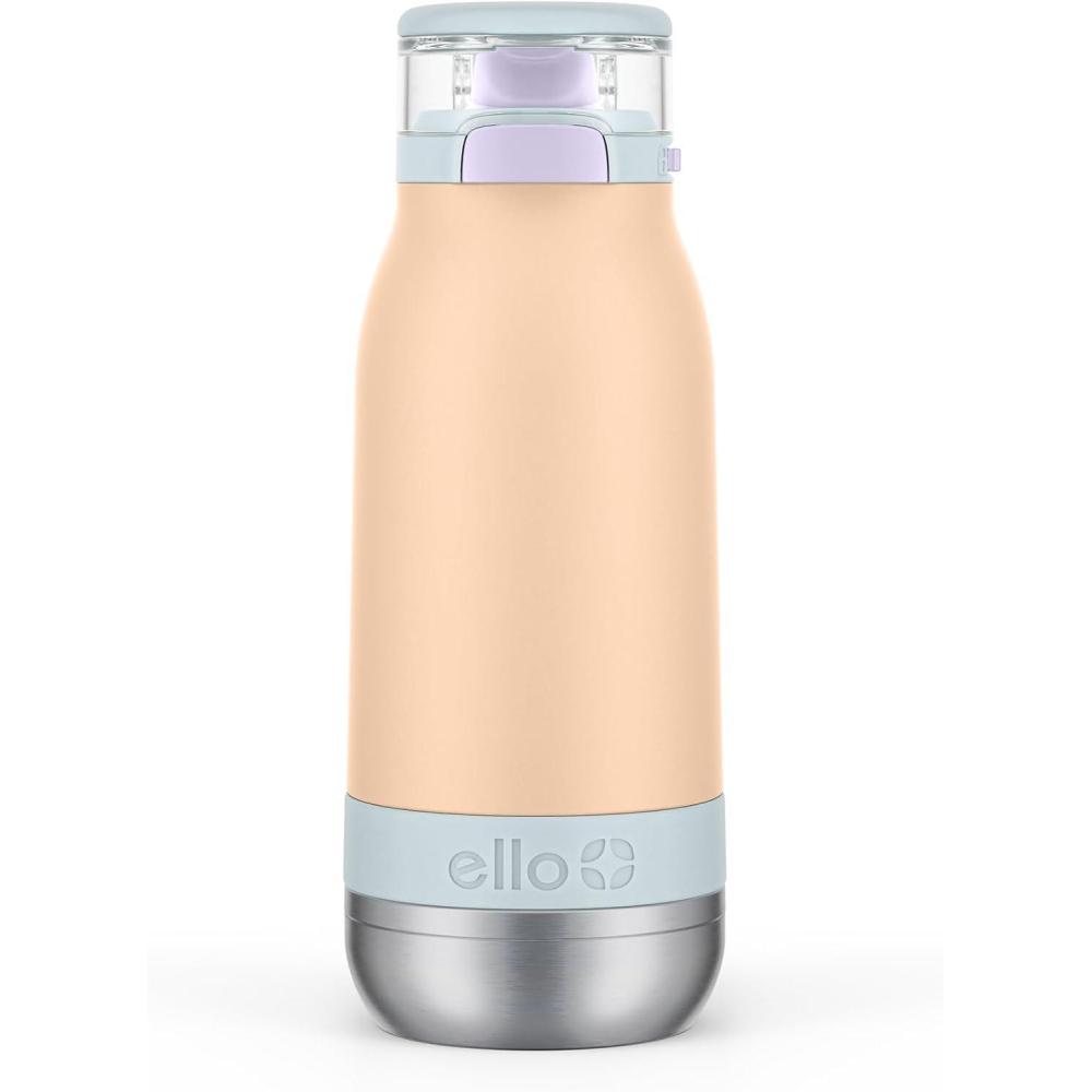 imageEllo Emma 14oz Vacuum Insulated Stainless Steel Kids Water Bottle with Straw and Builtin Carrying Handle and LeakProof Locking Lid for School Backpack Lunchbox and Outdoor SportsTwilight Breeze