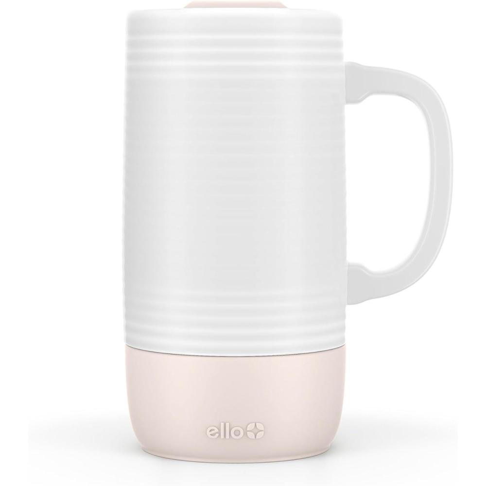 imageEllo Jane 18oz Ceramic Travel Mug with Handle SplashResistant Slider Lid and Builtin Coaster Perfect for Coffee and Tea BPA Free Dishwasher Safe Holiday Gift Her Him YuccaSandbar
