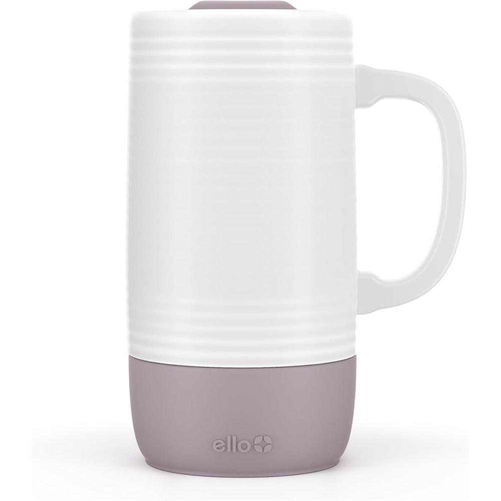 imageEllo Jane 18oz Ceramic Travel Mug with Handle SplashResistant Slider Lid and Builtin Coaster Perfect for Coffee and Tea BPA Free Dishwasher Safe Holiday Gift Her Him YuccaMauvewood